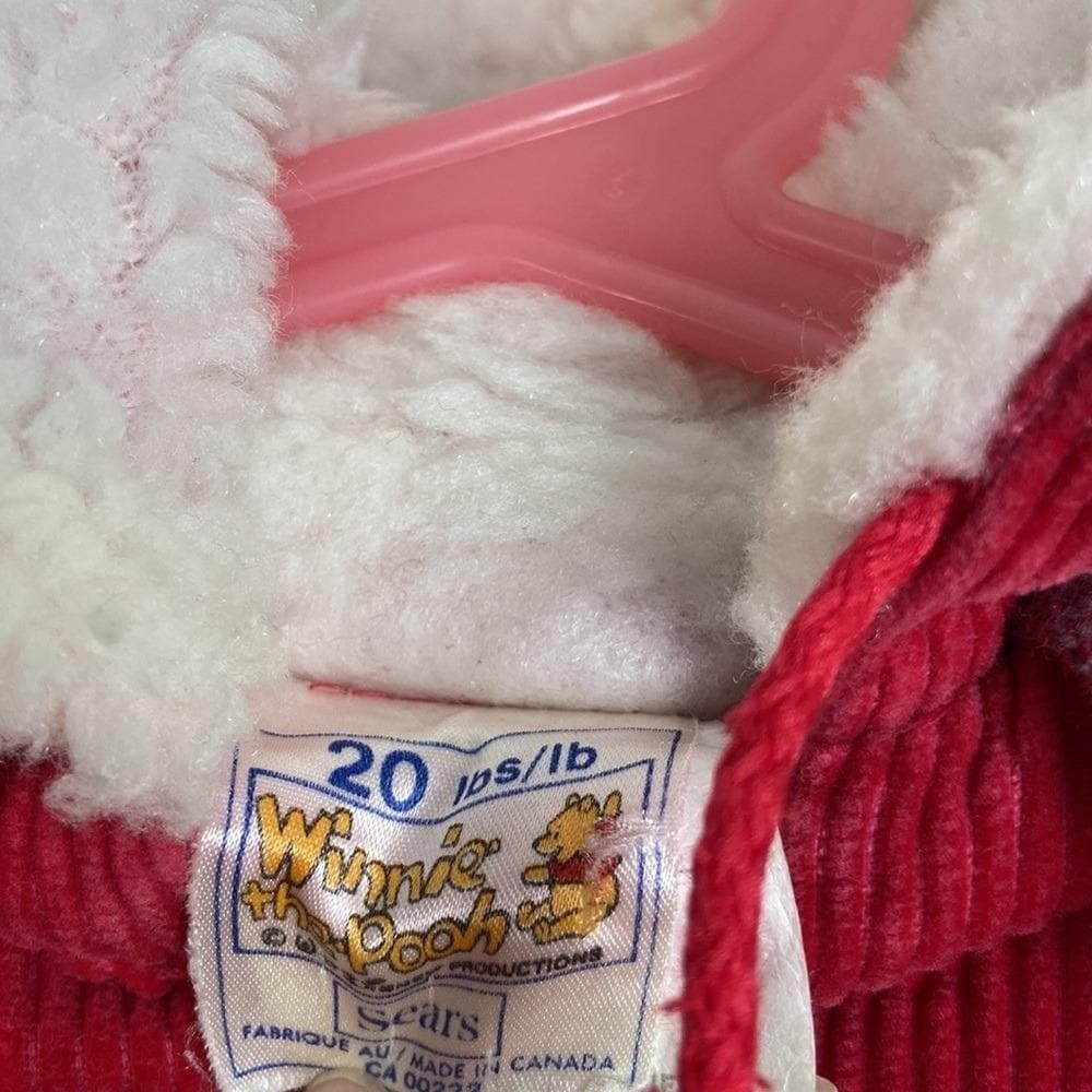Vintage Winnie the Pooh Vintage Sears Hooded Corduroy Baby Red‎ Coat 12 Months - Picture 5 of 7